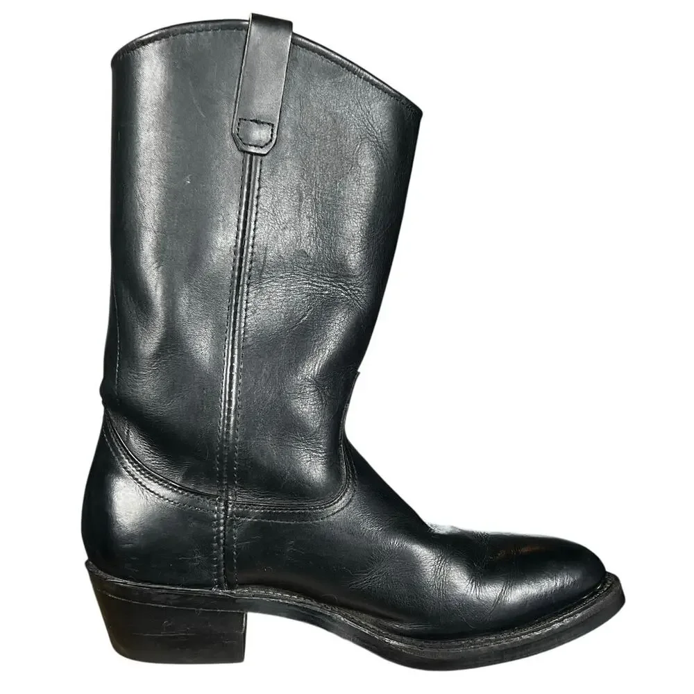 Mason Western Men’s Black Leather Vibram Sole Western Cowboy Boot Size US 9 EE